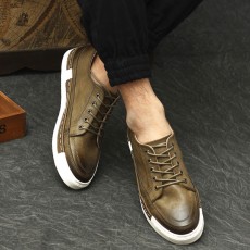 รองเท้าหนังผู้ชาย แฟชั่นเกาหลีloaferลำลองมีเชือก นำเข้า ไซส์39ถึง43 สีกากี - พรีออเดอร์MA5600 ราคา2500บาท