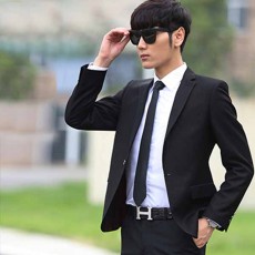 เสื้อสูทผู้ชาย แฟชั่นเกาหลีกระดุม1เม็ดใส่ทำงานออกงานแต่งงาน นำเข้า Mถึง3XL สีดำ - พรีออเดอร์MS4253  ราคา1995บาท