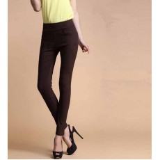 กางเกงเลคกิ้ง แฟชั่นเกาหลีเอวสูงสวยใส่สบายมีกระเป๋า นำเข้า สีกาแฟ - พร้อมส่งTJ7146 ราคา670บาท
