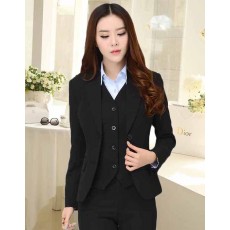 เสื้อสูทผู้หญิง แฟชั่นเกาหลีพร้อมเสื้อกั๊กตัวในแยก2ชิ้นเรียบหรู นำเข้าไซส์L สีดำ - พร้อมส่งTJ7512 ราคา1100บาท