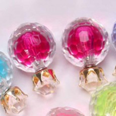ต่างหูคริสตัล ใหม่แฟชั่นเกาหลีทรงมุกใส่ได้2ด้านสวยCelebrity Pearl Earrings นำเข้า สีชมพู - พร้อมส่งW792 ลดราคา99บาท