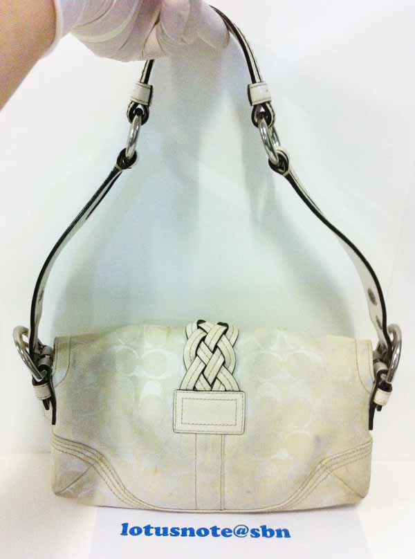 COACH Soho Signature Monogram Canvas & Leather Braided Flap Shoulder Handbag ของแท้มือสองจากอเมริกาพร้อมส่ง ราคา2750บาท