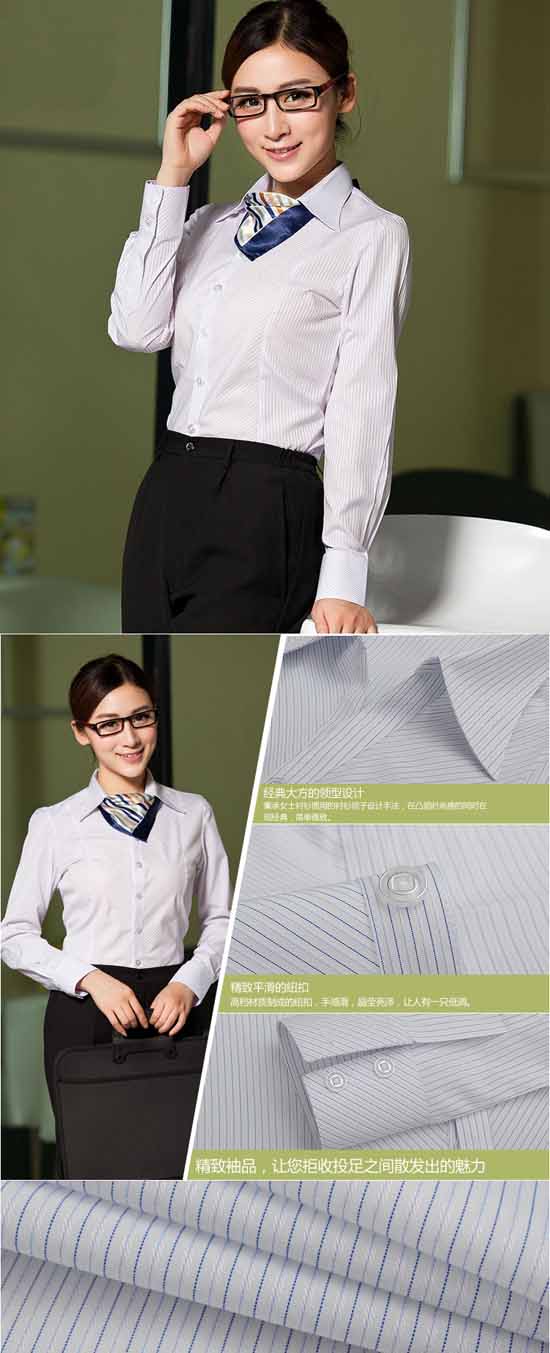 เสื้อเชิ้ตแขนยาว ทำงานแฟชั่นเกาหลีผู้หญิงไซส์คนอ้วนใหญ่พิเศษ นำเข้า ไซส์S-4XL สีขาวลายทางฟ้า - พรีออเดอร์KD3605 ราคา1150บาท