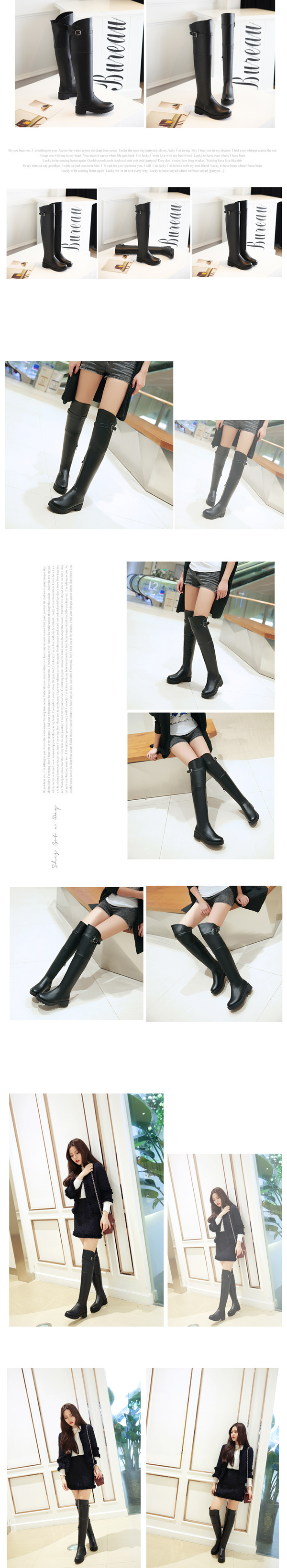 รองเท้าบูทยาว หนังมีส้นสวยแฟชั่นเกาหลีพื้นหยักใหม่ล่าสุด นำเข้า ไซส์33ถึง43 สีดำ - พรีออเดอร์RB2310 ราคา1900บาท