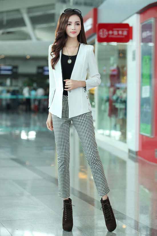 เสื้อสูท new fashion แฟชั่นเกาหลีผู้หญิงทำงานคอวี