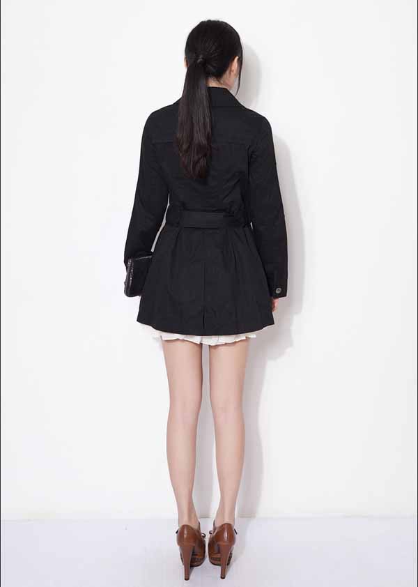 เสื้อโค้ท แฟชั่นเกาหลีตัวยาวพร้อมเข็มขัดใหม่สวยหรู นำเข้า สีดำ - พร้อมส่งTJ7275 ราคา1350บาท