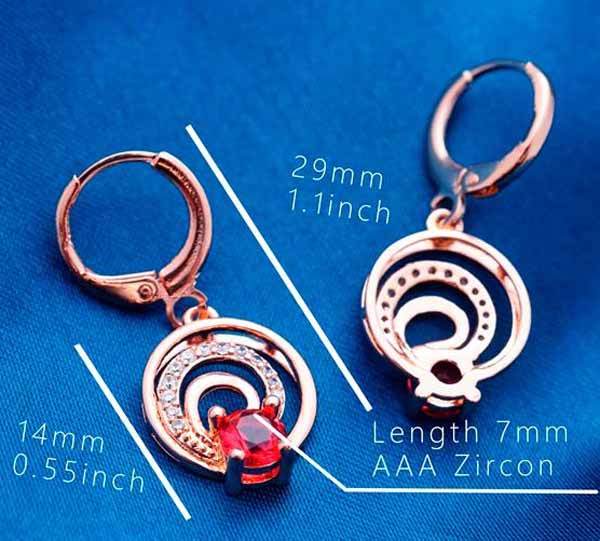 ต่างหูเพชร แฟชั่นเกาหลีแบบห่วงประดับคริสตัลคลื่นน้ำวงกลม CZ Gold Earrings นำเข้า สีแดง - พร้อมส่งW367 ราคา450บาท