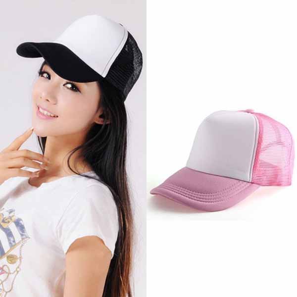 หมวกแฟชั่นเกาหลี ชายหญิงอินเทรนด์ปรับขนาดได้ระบายอากาศสไตล์เบสบอล นำเข้า สีขาวชมพู - พร้อมส่งW391 ราคา290บาท