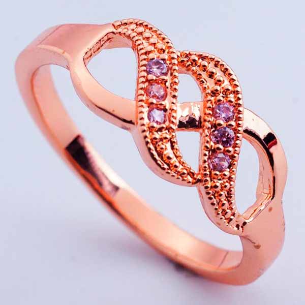 แหวนทองคำ แฟชั่นเกาหลีประดับคริสตัลเพชรสีชมพูสวยหรู 18K Gold Rings นำเข้า ไซส์7 - พร้อมส่งW435 ราคา590บาท
