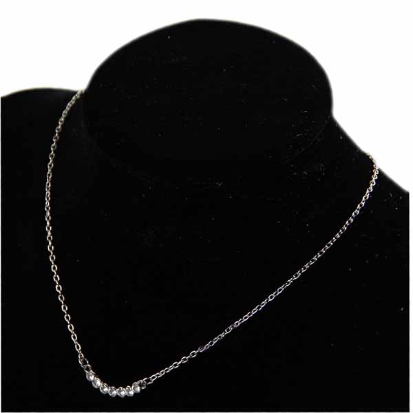สร้อยคอแฟชั่น เส้นเล็กประดับคริสตัลสวยหรู นำเข้า สีเงิน Crystal Chain Necklace - พร้อมส่งW692 ราคา250บาท
