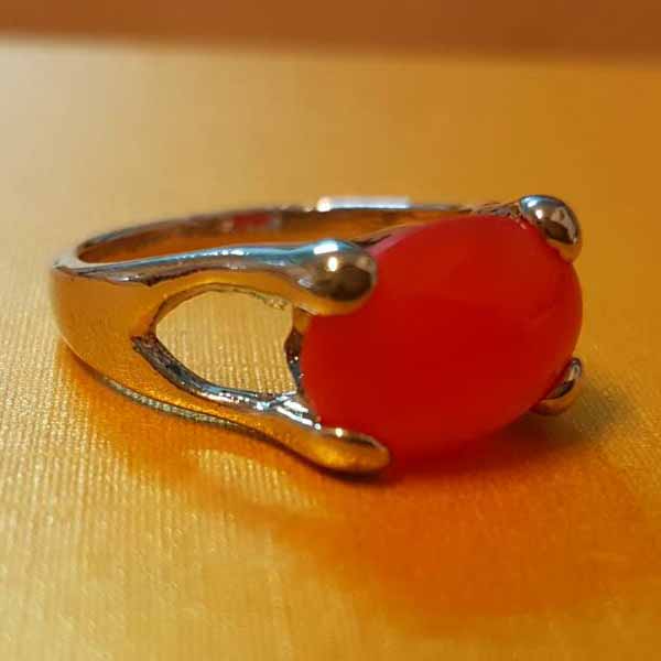 แหวนเงินหินสีแดง นำโชคประดับหญิงและชาย size 8 Silver Stone Ring นำเข้า - พร้อมส่งW823 ราคา450บาท