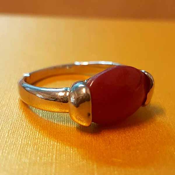 แหวนเงินหินสีแดง นำโชคประดับหญิงและชาย size 9 Silver Stone Ring นำเข้า - พร้อมส่งW829 ราคา450บาท